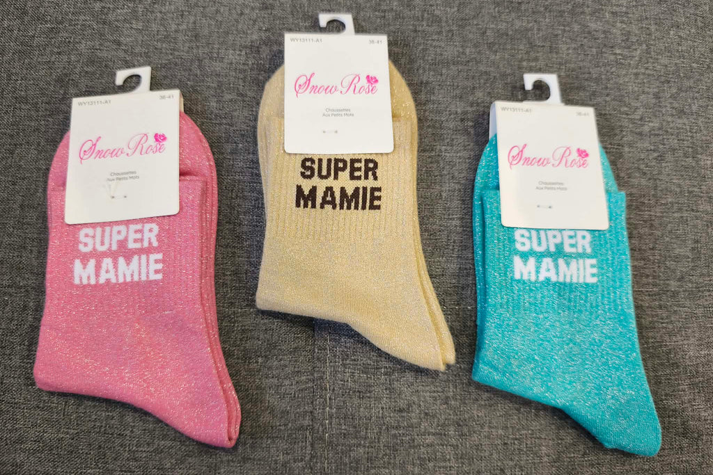 Chaussettes à paillettes Super Mamie