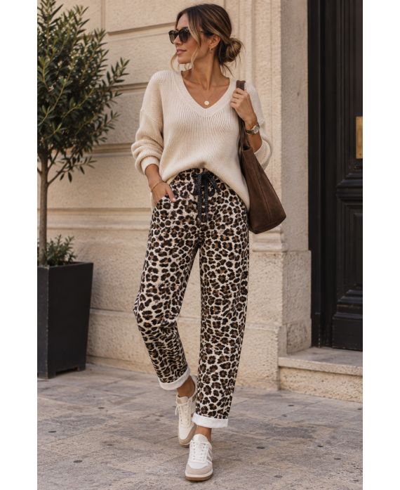 Pantalon daim imprimé