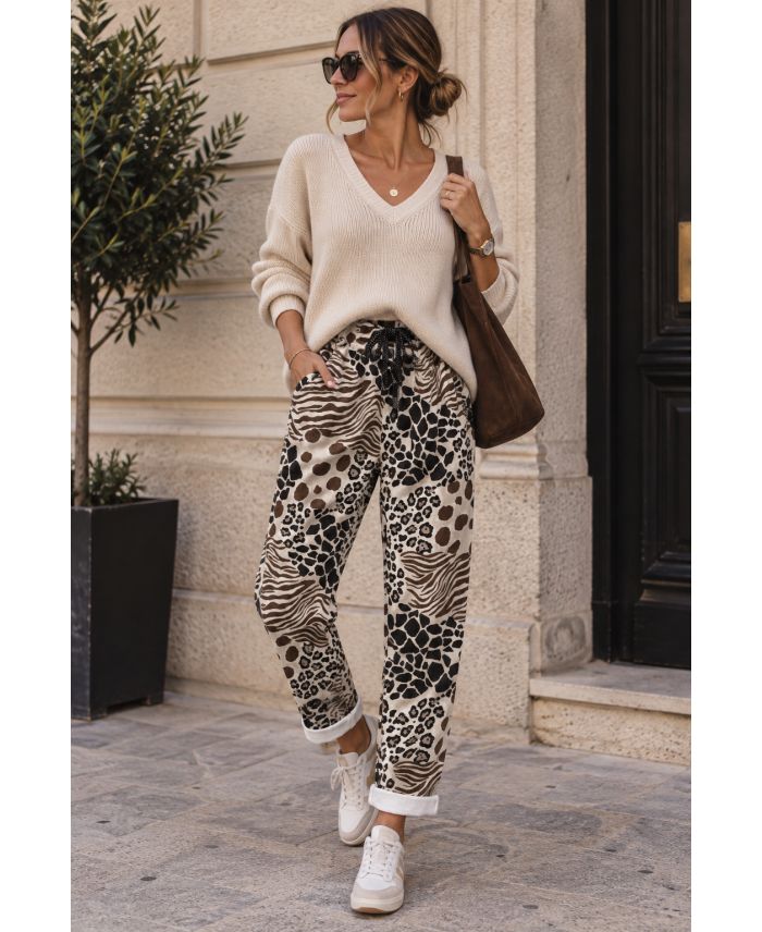 Pantalon daim imprimé