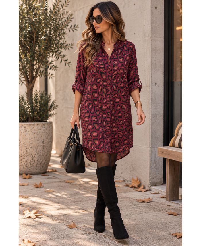 Robe chemise 2 poches en viscose imprimé